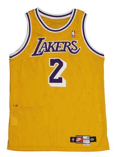 Lot Detail - 2008-09 Derek Fisher Los Angeles Lakers Game-Used & Autographed  Home Jersey (JSA • NBA Hologram)