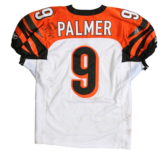 Lot Detail - 2005 Carson Palmer Game Used and Signed Cincinnati Bengals  Road Jersey