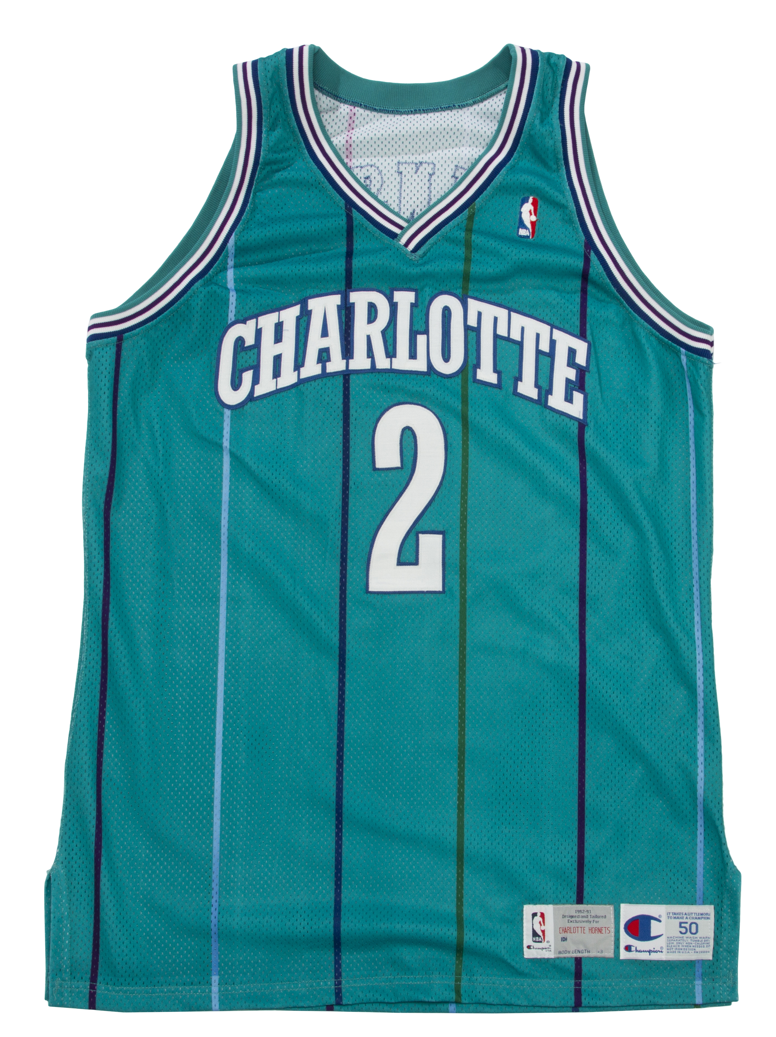 Lot Detail - 1992-93 Larry Johnson Game Used Charlotte Hornets Road Jersey