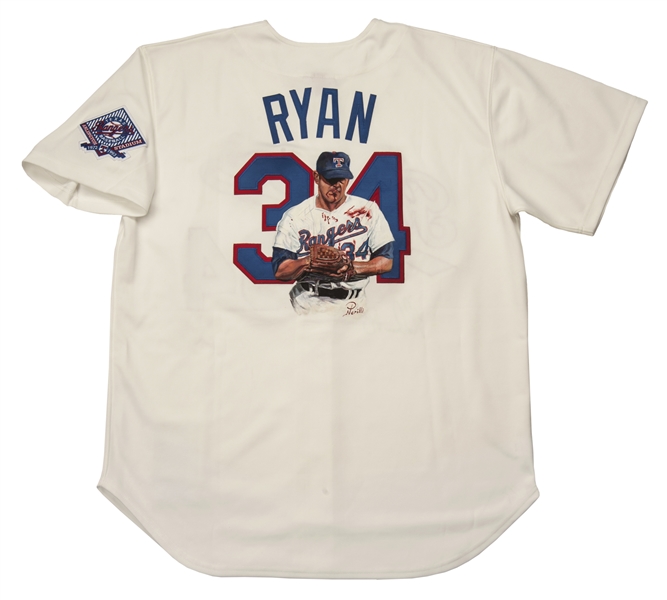 Nolan Ryan Royal Texas Rangers Autographed Mitchell & Ness Cooperstown  Collection Replica Jersey