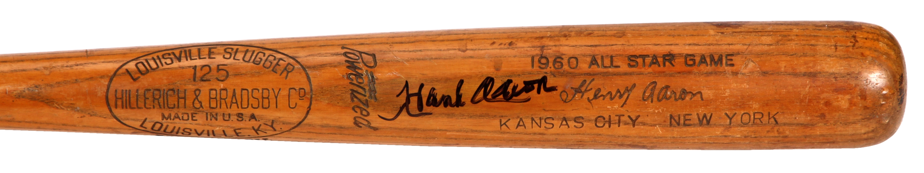 1960 Hank Aaron Game Used and Signed Hillerich and Bradsby All Star Game Bat (PSA/DNA GU 8)
