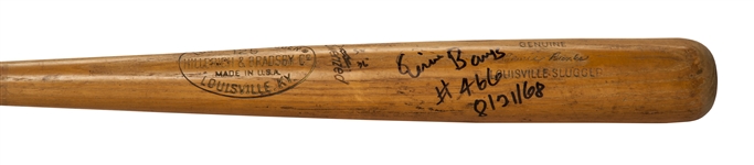1965-68 Ernie Banks Game Used and Signed H+B  S2 Model Bat Used to Hit Career Home Run # 466 (PSA/DNA GU 9.5) Pappas Letter