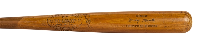 1956 Mickey Mantle Game Used and Signed Triple Crown and MVP Bat. H+B M110 Model. One of Only 3 1956 Bats Known. (PSA/DNA GU-7)