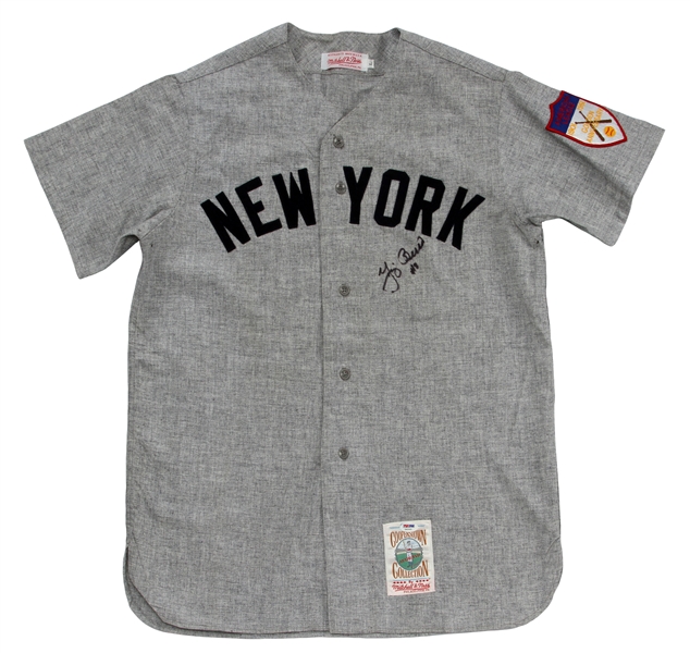 Lot Detail - Yogi Berra Signed NY Yankees Mitchell and Ness Road Jersey