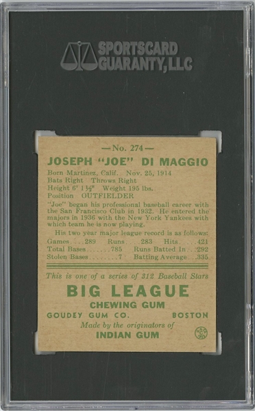 1938 Goudey Joe DiMaggio