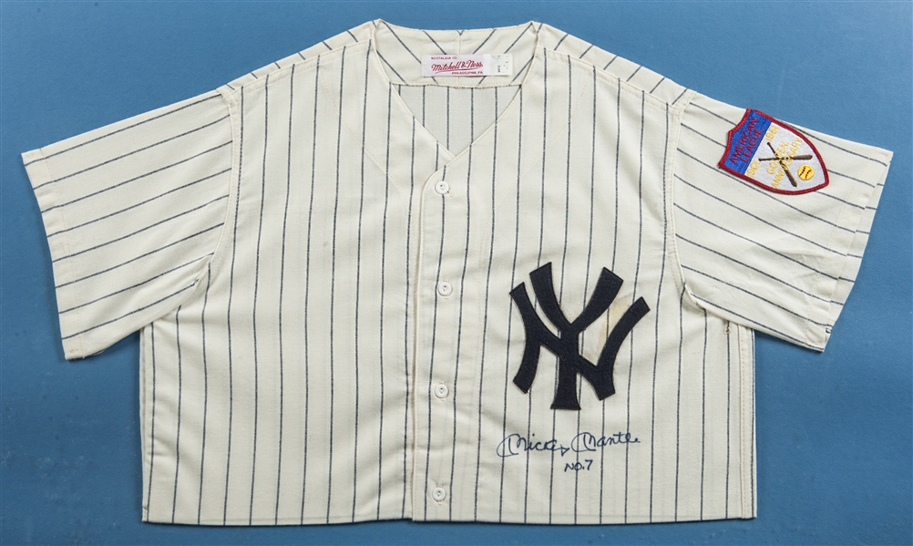 Mickey Mantle White New York Yankees Autographed Mitchell & Ness 1951  American League Golden Anniversary Patch Cooperstown Collection Jersey - PSA