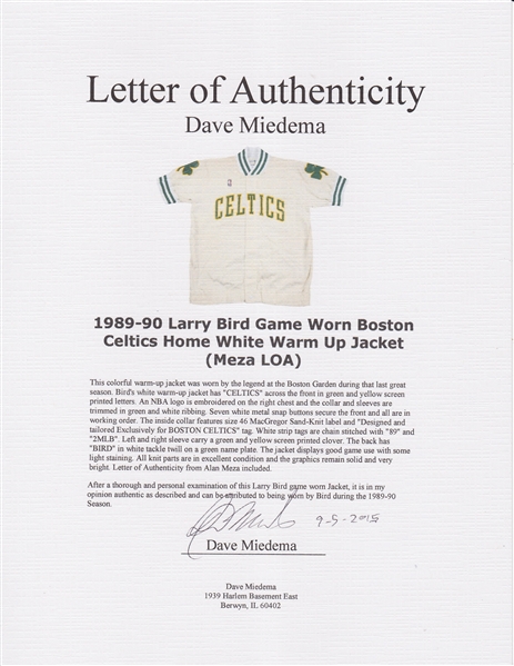 Lot Detail - Circa 1984 Larry Bird Boston Celtics Player-Worn Warm