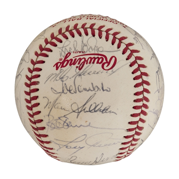 Howard Johnson Signed 86 WS Champ Inscription Rawlings Official