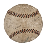 1918 World Series Game Used Ball – Game 6, Red Sox over Cubs, 4-2 – Heavily Inscribed by Babe Ruth, and Signed by Sox Manager Ed Barrow, Team Owner Harry Frazee and Treasurer U.J. Hermann (MEARS/JSA)