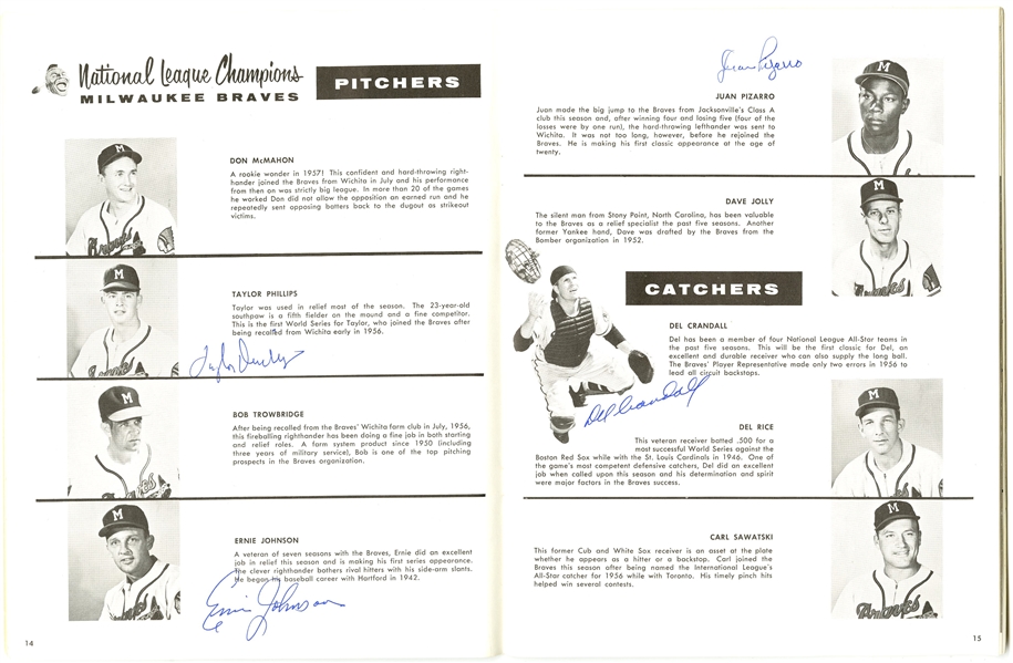 1957 Milwaukee Braves World Series Champs Team Signed Bat Hank Aaron J —  Showpieces Sports