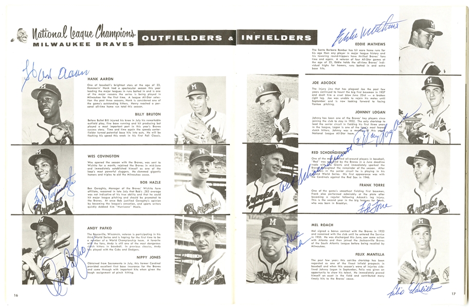 The Finest 1957 Milwaukee Braves World Series Champs Team Signed
