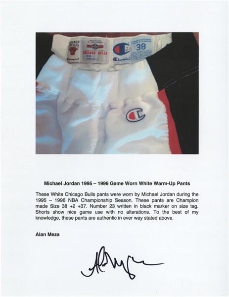 Lot Detail - 1995-96 Michael Jordan Game Used Chicago Bulls Home Warm-Up  Pants (Meza LOA)