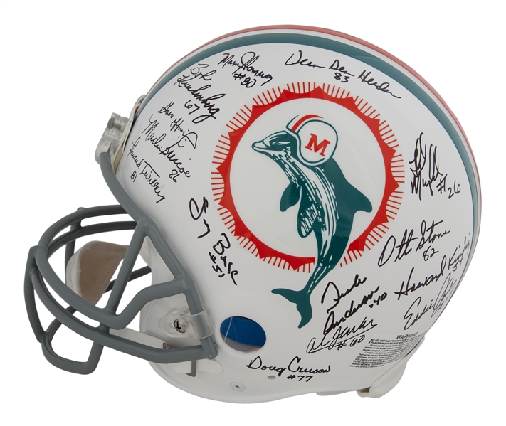 1972 Miami Dolphins Undefeated Team Signed Helmet COA JSA Griese