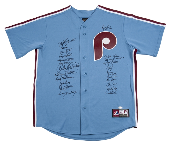Pete Rose Signed Philadelphia Phillies 1980 W.S. Champs Jersey