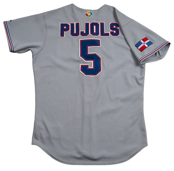 Lot Detail - 2006 Albert Pujols Game Issued and Signed Dominican Republic  World Baseball Classic Road Jersey (JSA)