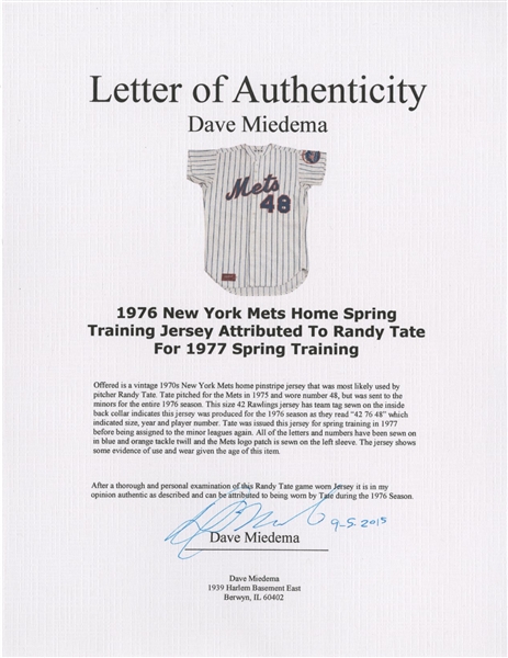 Lot Detail - 1976 New York Mets Home Spring Training Jersey