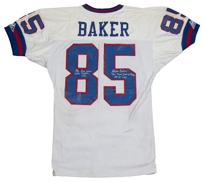 Lot Detail - 1992 Stephen Baker Game Used and Signed New York Giants Road  Jersey