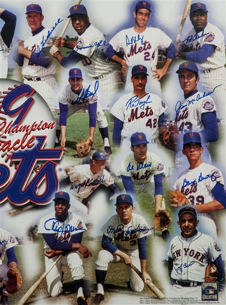 Lot Detail - 1969 World Champion New York Mets Team-Signed Ball with (29)  Signatures LOA JSA with World Series Program and Ticket Stub
