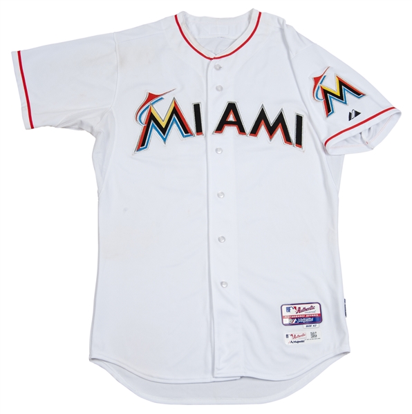 Ichiro Suzuki Autographed Miami Marlins Majestic White Baseball