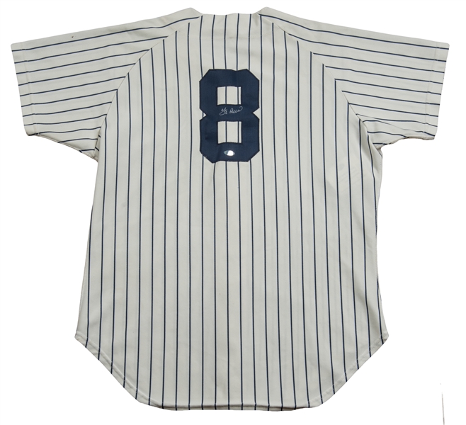 1982 Yogi Berra New York Yankees Game Used and Signed Home Coachs Jersey (MEARS A-9, Steiner, JSA)