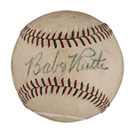 Babe Ruth Extremely Bold  Single-Signed Baseball (PSA/DNA)