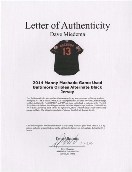 Orioles Charity Authentics: Manny Machado Game-Used Grey Jersey (EK881046)