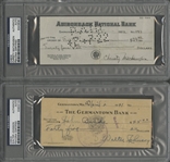 Set of "First Five" HOF Inductees Signed Checks (Ruth, Mathewson, Cobb,Wagner and Johnson (PSA/DNA)