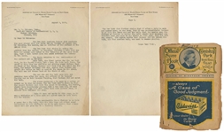 1920 Protest Letter and Game Program (2 Items) - For Heated Rules Controversy Involving Babe Ruth and "Shoeless Joe" Jackson