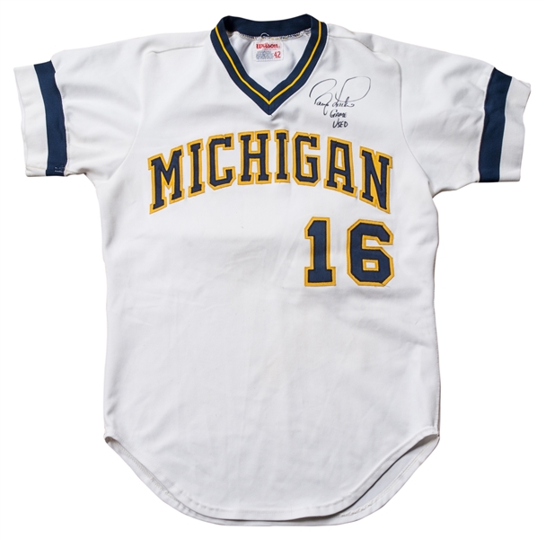 Lot Detail - Barry Larkin Game Used and Signed Michigan Wolverines College  Jersey (Larkin LOA)