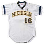 Barry Larkin Game Used and Signed Michigan Wolverines College Jersey (Larkin LOA)
