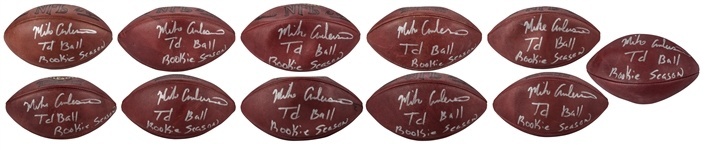 Lot of (11) Mike Anderson Game Used and Signed/Inscribed Touchdown Balls from Rookie Season (Anderson LOA)