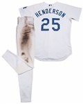 2003 Rickey Henderson Final Career Stolen Base Photo-Matched Game Used Uniform (Henderson LOA) Jersey and Pants