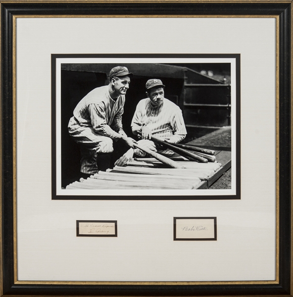 BABE RUTH// LOU GEHRIG SIGNED PHOTO PRINT APPROX SIZE 12X8 INCHES