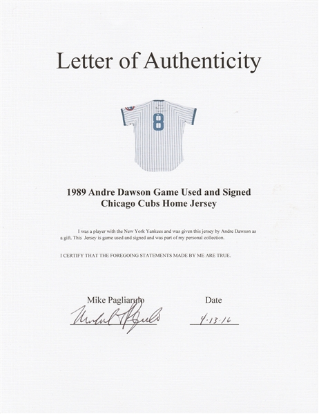 Andre Dawson signed Chicago Cubs Grey Road Jersey w/ Team Patch BECKETT