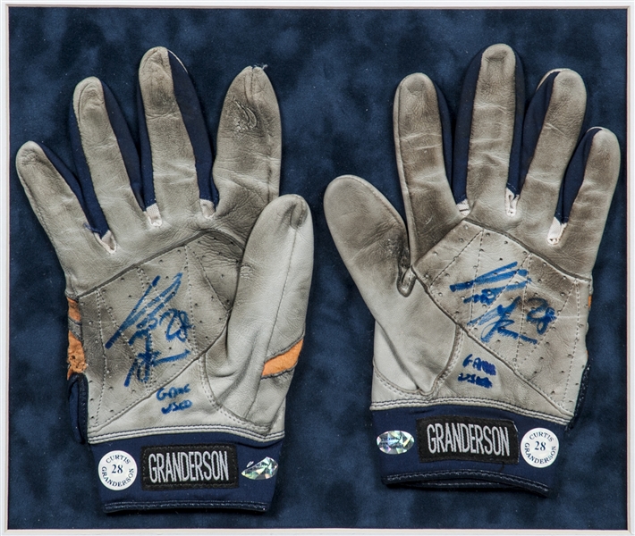 Lot Detail - Curtis Granderson Game Used and Signed Batting Gloves With  Signed Detroit Tigers Jersey Framed Display (JSA)