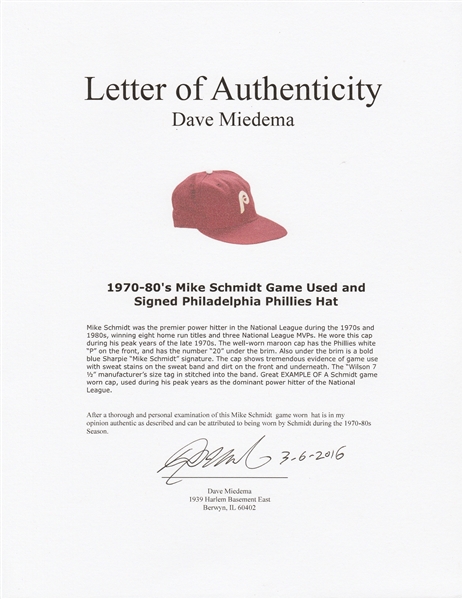 Mike Schmidt Burgundy Philadelphia Phillies Autographed 1980 World Series  Logo New Era Cap with 80 WS MVP Inscription