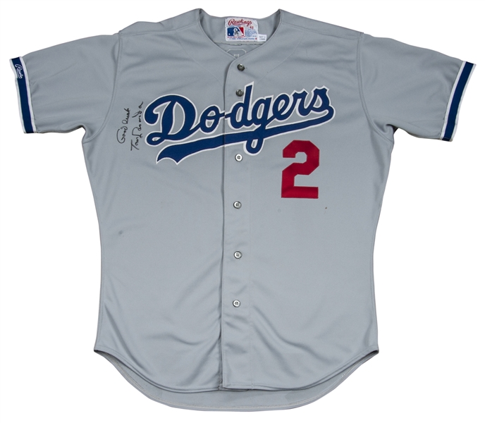 Lot Detail - 1988 Tommy Lasorda Game Used and Double Signed Los Angeles  Dodgers Road Jersey World Series Champs (PSA/DNA)