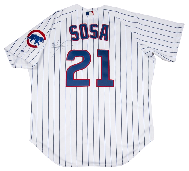 Cubs Sammy Sosa Authentic Signed White Pinstripe Majestic