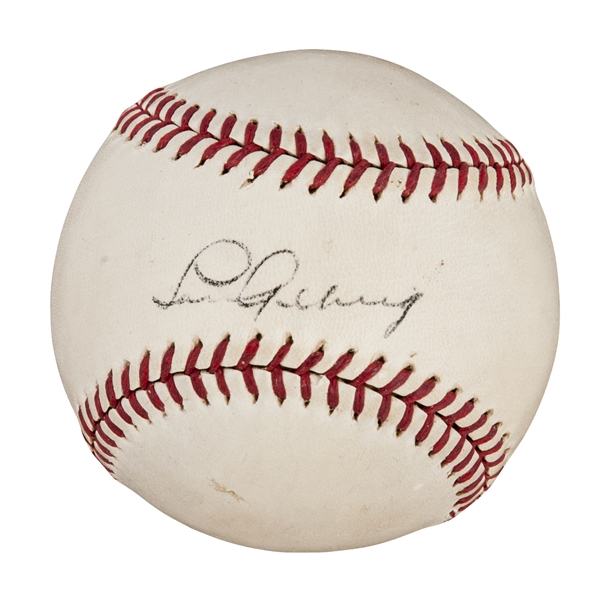 High Grade 1939 Lou Gehrig Single Signed Official A.L.  Baseball- NEAR MINT 7 Signature - (PSA/DNA & JSA)