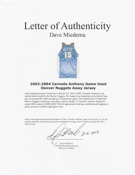 2005 NBA Rookie Challenge MVP Denver Nuggets Carmelo Anthony Jersey –  FibaManiac