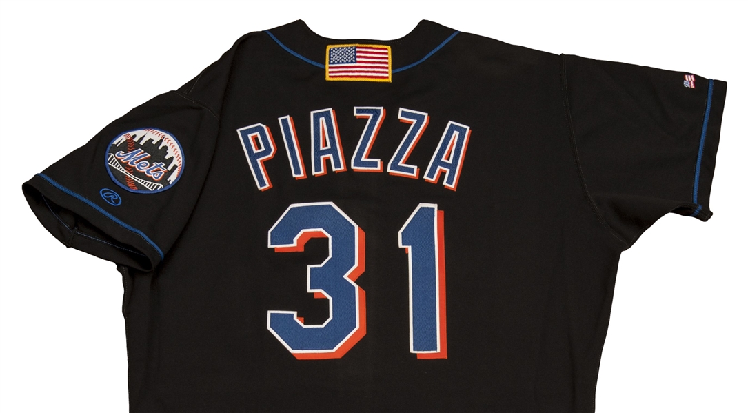 Lot Detail - 2001 Mike Piazza Game Used New York Mets Alternate Black 9/11  Jersey