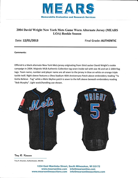 Lot Detail - 2013 David Wright Game Used New York Mets Road Jersey
