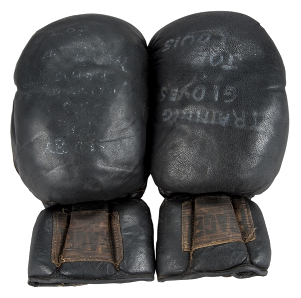 Joe Louis Circa 1940's Fight Worn Gloves A pair of actual , Lot #19070