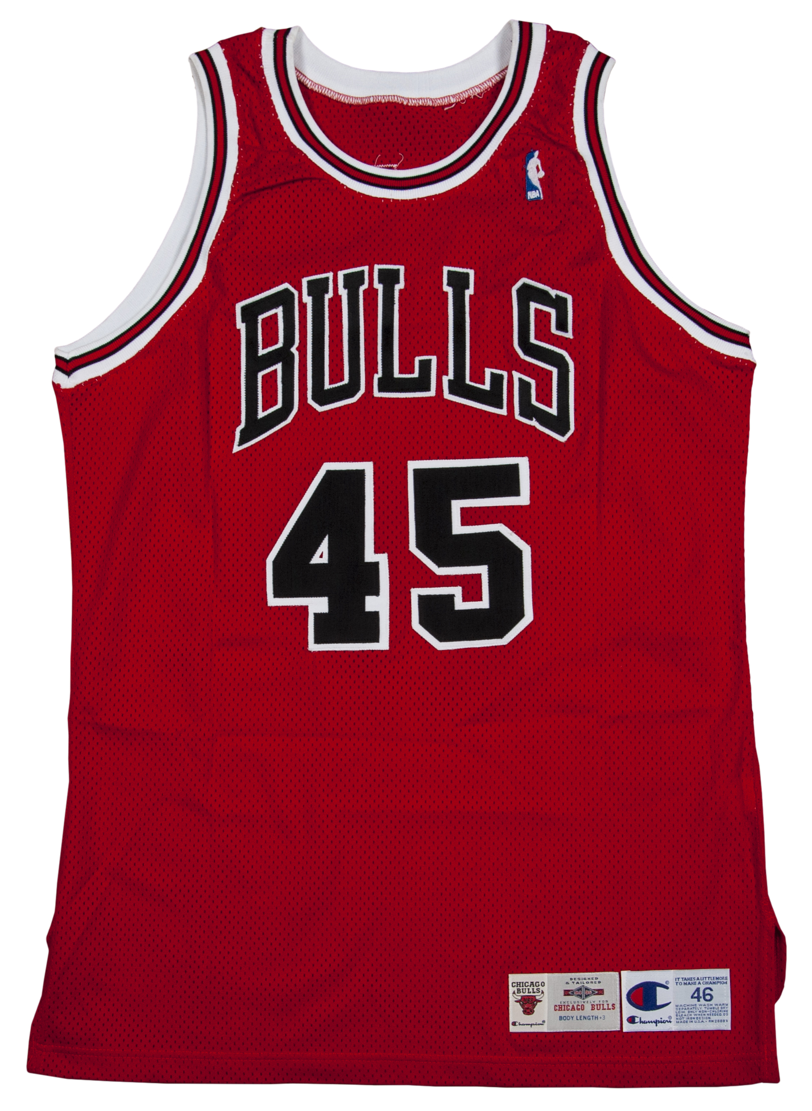 Lot Detail - Michael Jordan Autographed Red #45 Chicago Bulls Jersey (UDA)