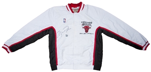1993 Michael Jordan Autographed and Embroidered White Chicago Bulls Warm Up Jacket  LE 23/23 (UDA)