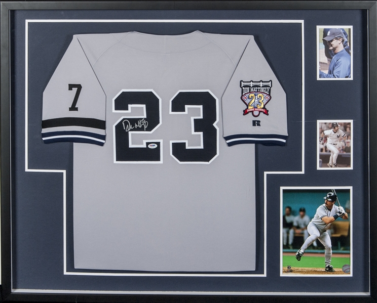Don Mattingly Autographed and Framed White P/S Yankees Jersey