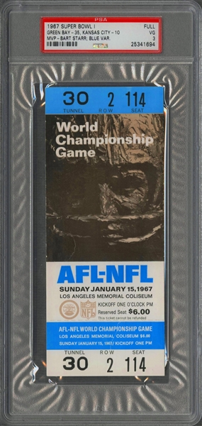 Lot Detail - 1967 Super Bowl I Packers vs Chiefs Full Ticket Rare
