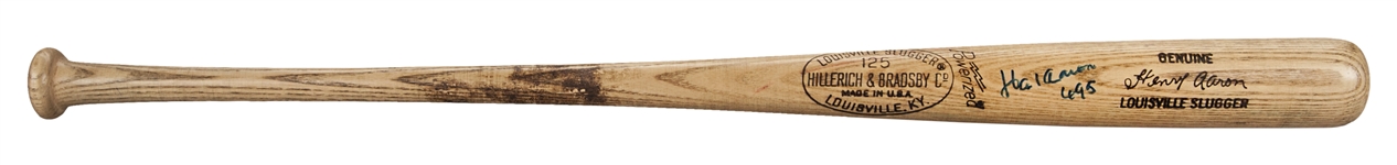 1973 Hank Aaron Game Used and Signed Bat Atrributed to HR #695 by Hank Aaron Letter (MEARS A9 & Aaron LOA, PSA/DNA & JSA)
