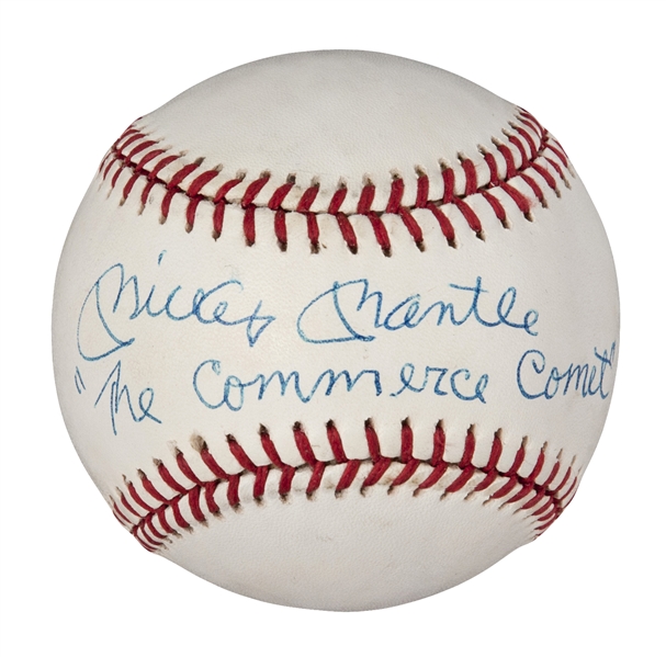 Mickey Mantle Autographed Official American League Baseball Inscribed No.7