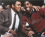 Muhammad Ali And Magic Johnson Dual Signed 20 x 24 Photo (PSA/DNA))-"In The Presence " PSA